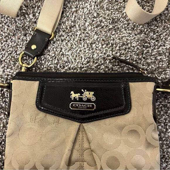 COACH Madison Dotted Op Art Swingpack Brown and Tan Crossbody - Picture 3 of 14